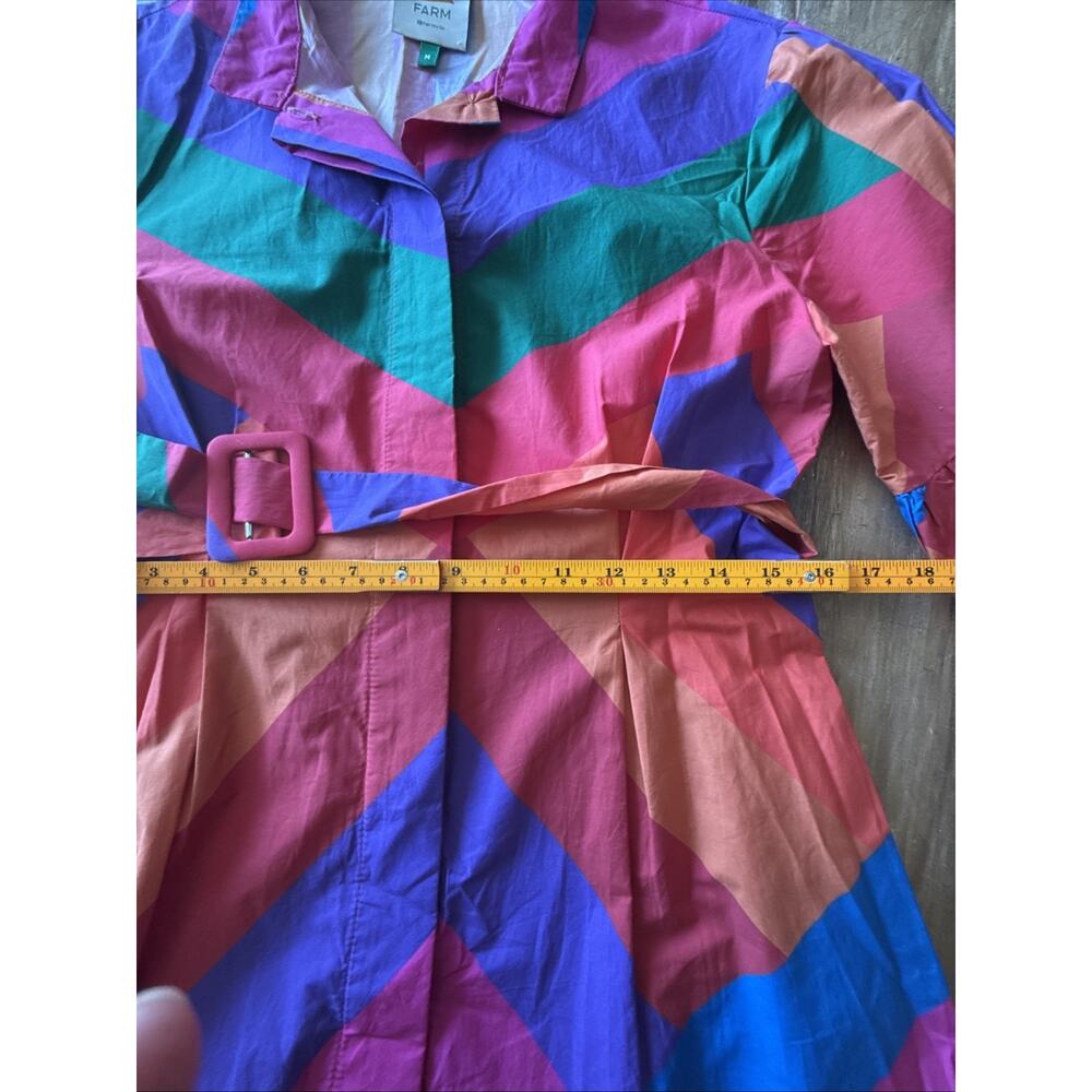 Farm Rio Amanda Mini Shirt Dress Medium – Ruffled Belted Colorblock - Picture 5 of 10